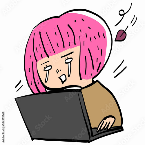 投資に失敗したピンクおかっぱ
