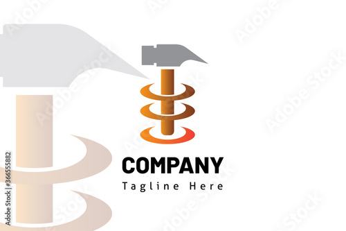 hammer wave illustration logo template