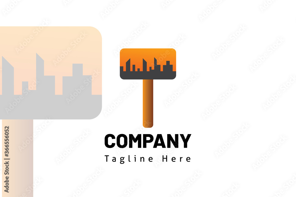 hammer city illustration logo template hammer city illustration logo template