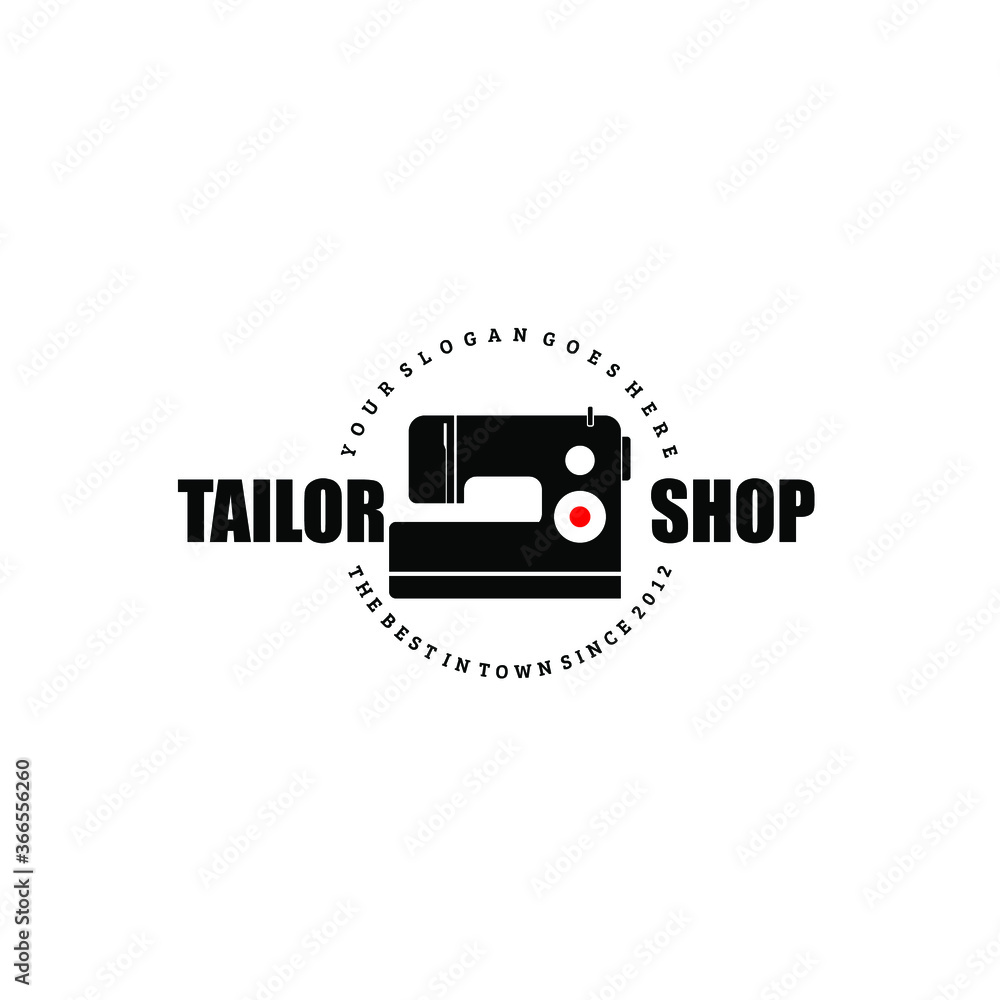 Tailor shop logo vector illustration with modern sewing machine ...