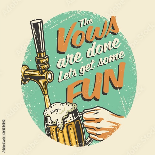 T-shirt colored print with beer mug with foam