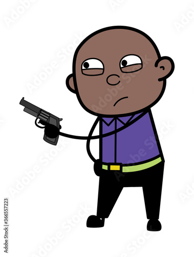 Cartoon Cartoon Bald Black Pointing Gun
