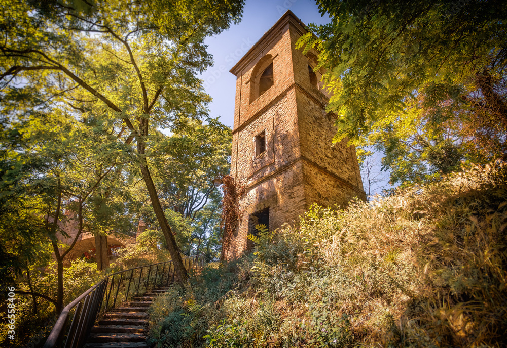 tower in forest in italy photography background - Monteveglio - Bologna tower in forest in italy photography background - Monteveglio - Bologna