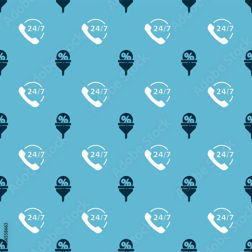 Set Lead management and Telephone 24 hours support on seamless pattern. Vector.