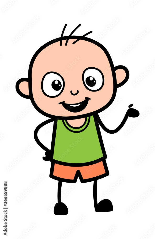 Happy Bald Boy Cartoon Illustration
