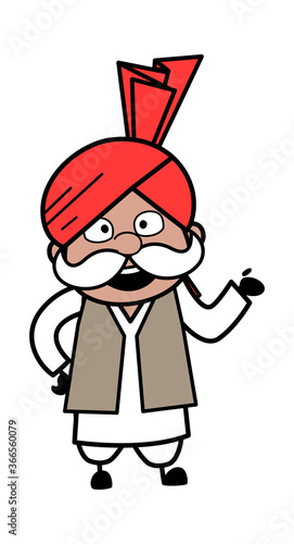 Happy Haryanvi Old Man Cartoon Illustration