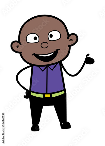 Happy Cartoon Bald Black Cartoon Illustration