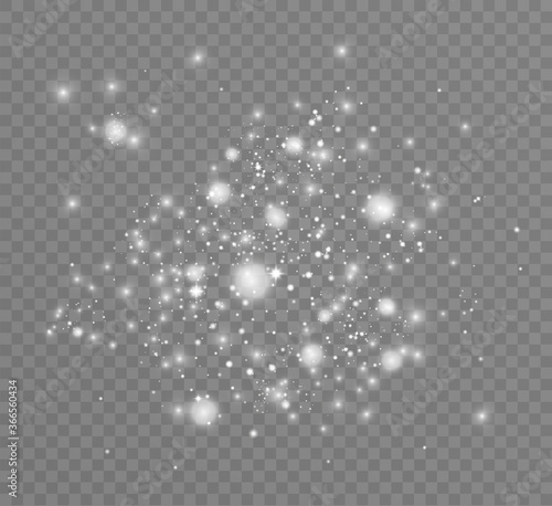 White sparks and white stars sparkle with a special light effect. Vector glitters on a transparent background. Christmas abstract. dust