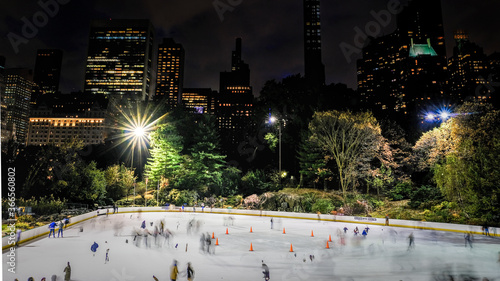 Wollman Rink, Central Park, New York City at night photo