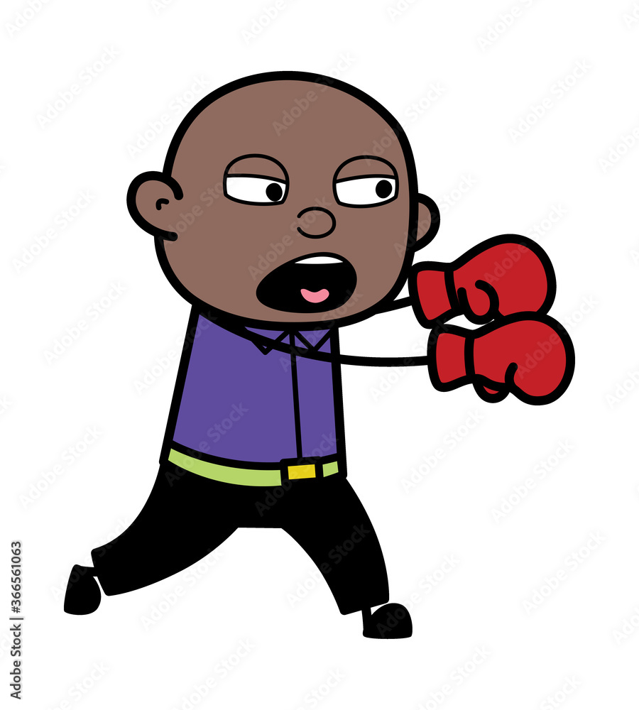 Cartoon Cartoon Bald Black Boxing Cartoon Cartoon Bald Black Boxing
