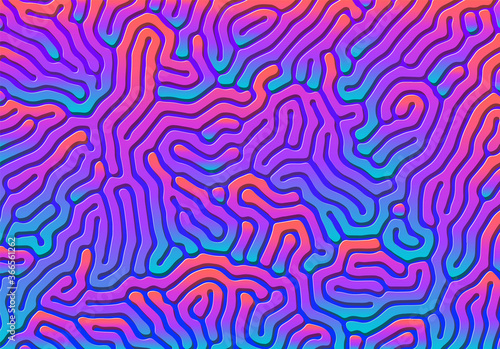 Abstract background with optical illusion generative pattern and vibrant fluid psychedelic colors