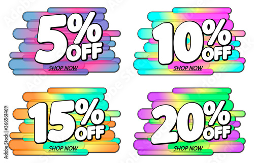 Set Sale tags, discount banners design template, app icons, vector illustration