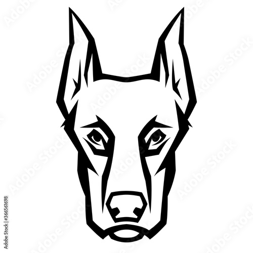 Mascot stylized doberman head.