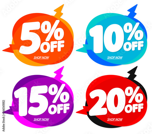 Set Sale tags, discount speech bubble banners design template, app icons, vector illustration 