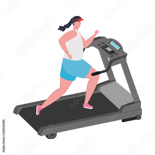 sport, woman running on treadmill, sport person at the electrical training machine