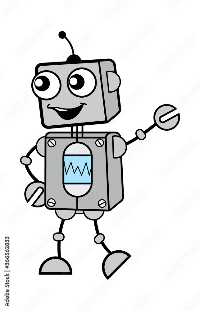 Naklejka premium Cartoon Robot saying Hello
