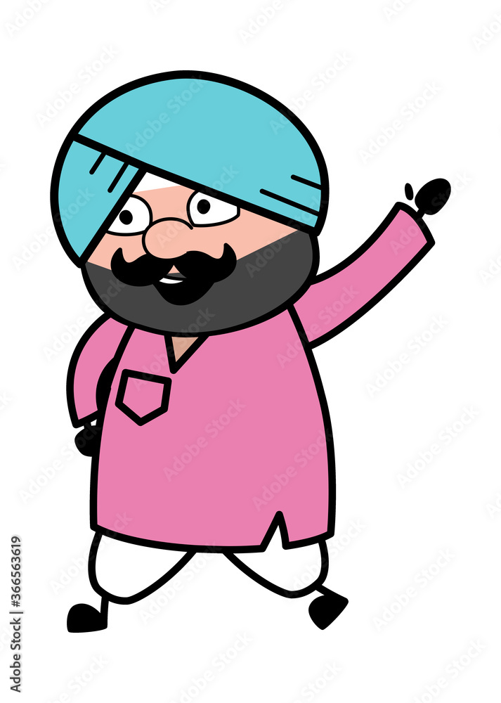 Fototapeta premium Cartoon Cute Sardar saying Hello