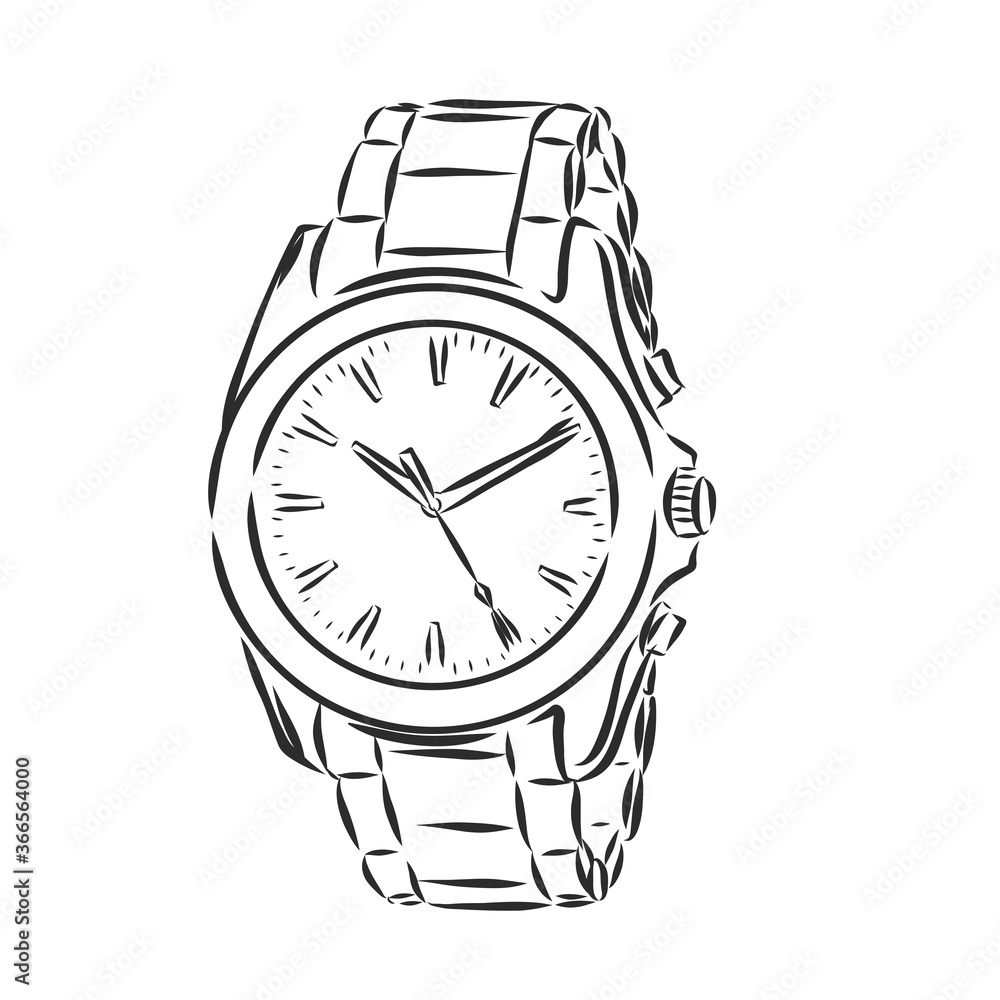 Sketch wrist watch isolated on white background. wrist watch, vector sketch illustration Sketch wrist watch isolated on white background. wrist watch, vector sketch illustration