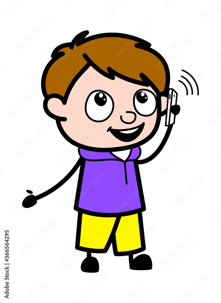 Cartoon Boy talking on Cell Phone