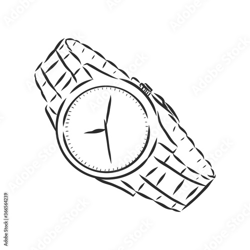 Sketch wrist watch isolated on white background. wrist watch, vector sketch illustration