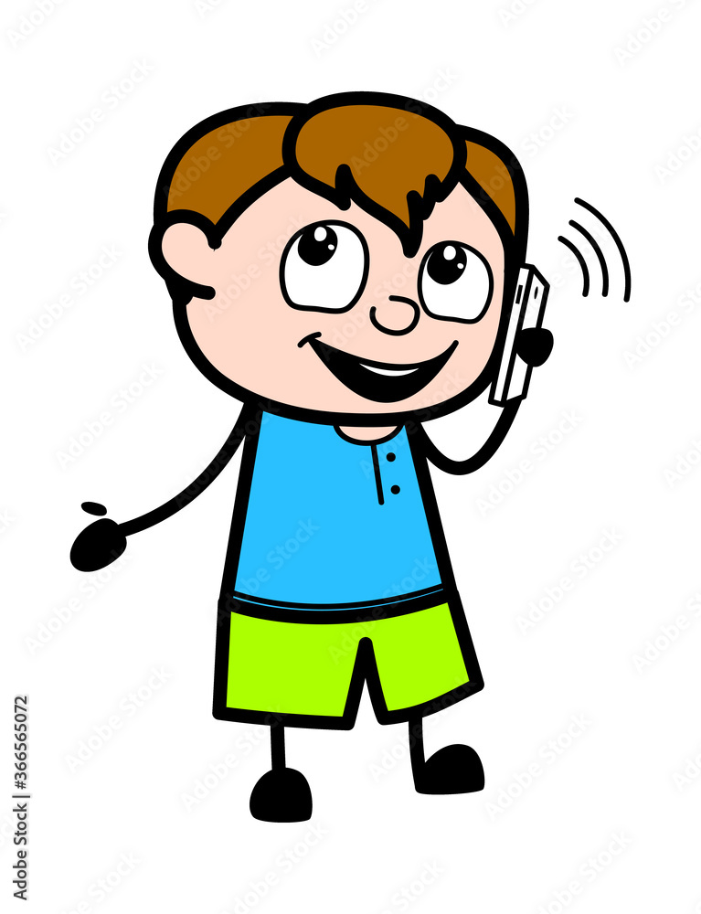 Cartoon Teen Boy talking on Cell Phone Cartoon Teen Boy talking on Cell Phone