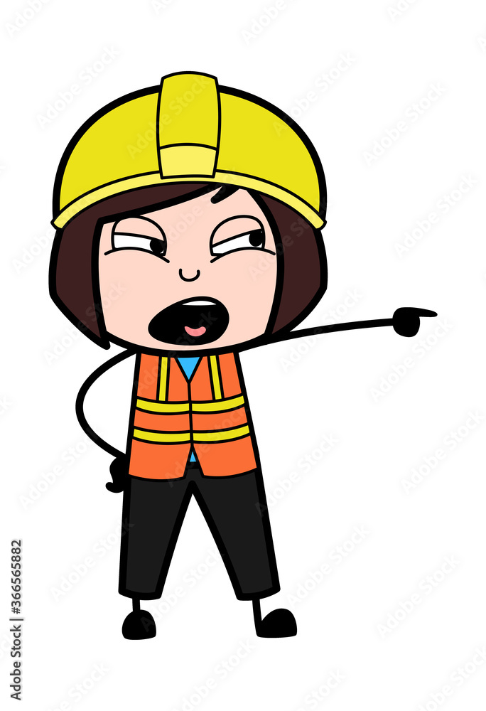 Angry Cartoon Lady Engineer Shouting Angry Cartoon Lady Engineer Shouting