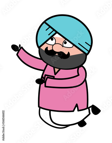 Cartoon Cute Sardar Begging