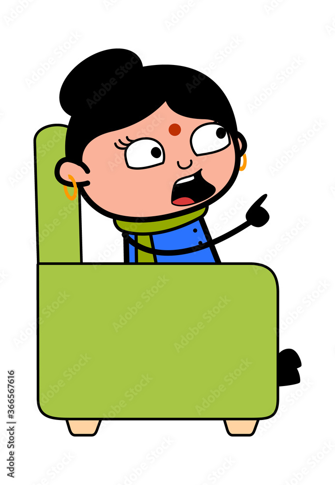 Cartoon Indian Lady sitting on sofa Cartoon Indian Lady sitting on sofa