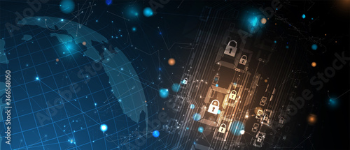 Cybersecurity and information or network protection. Future technology web services for business and internet project