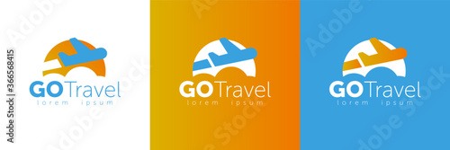 Vector logo design templates for airlines, airplane tickets, travel agencies - planes and emblems