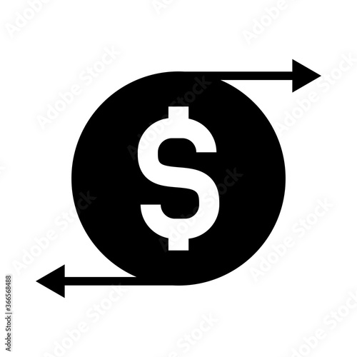money symbol with sync arrows around, half line half color style