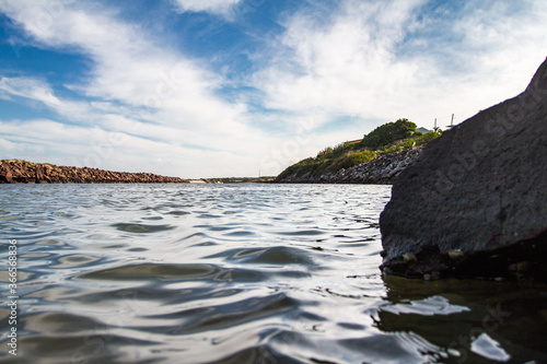 Chuí riverm border betwwen Brazil and Uruguay photo