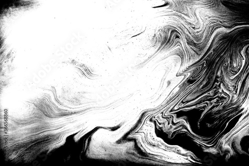 Black and white marbling background. Unique artwork texture. Marble pattern imitation. Stock illustration.