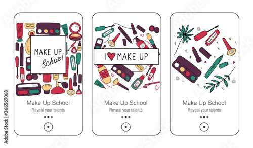 Beauty templates for social media, advertising, card, banner, print. Make up and skin care concept. Promotional designs for bloggers, shop owners, online coaches, schools, businesses. Vector