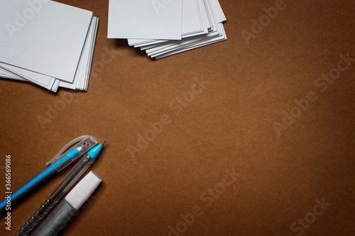 Background images with white cards placed on the floor and free space suitable for use.
