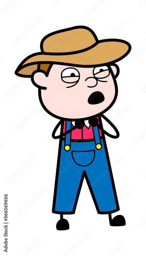 Cartoon Farmer Surprised in Fear Cartoon Farmer Surprised in Fear