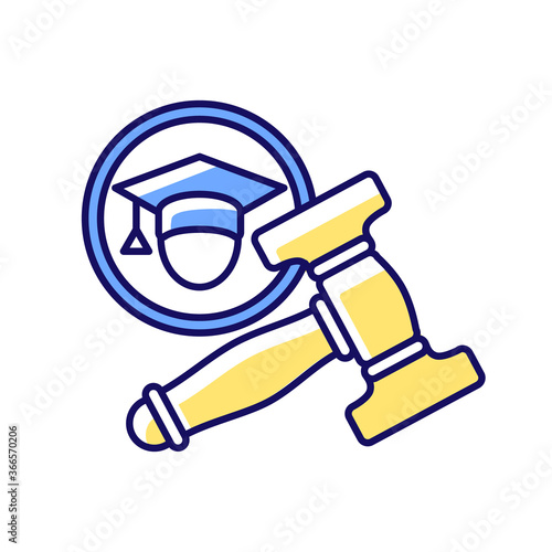 Student government RGB color icon. University student organization. Law degree. Legal qualifications. High school leader. Student activity center representative. Isolated vector illustration