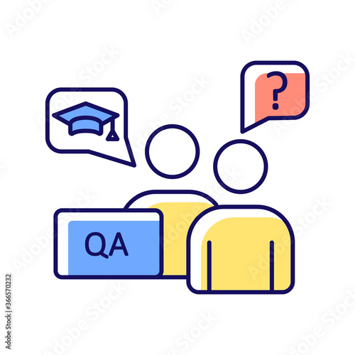 Faculty advisor RGB color icon. Academic and peer advisors. Advising and support. Mentors and counselors. Professors and lecturers. College enrollment. Isolated vector illustration