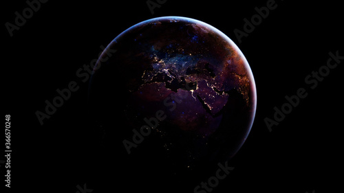 The Earth from space at night. Elements of this image furnished by NASA