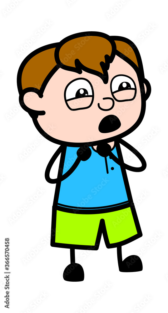 Cartoon Teen Boy Surprised in Fear Cartoon Teen Boy Surprised in Fear
