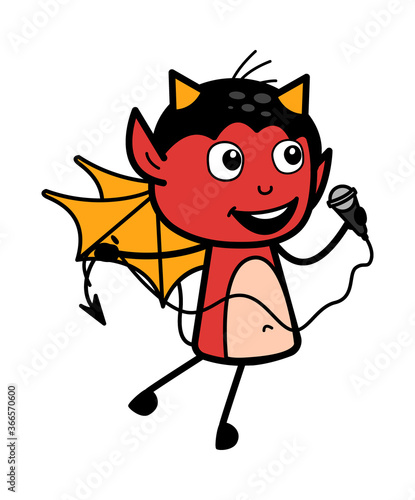 Cartoon Devil holding Mic
