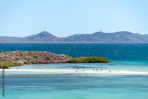 A group of people at El Requeson beach in Conception Bay in Baja photo