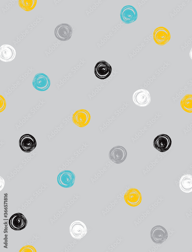 Cute Abstract Chalk Dots Seamless Vector Pattern. Gray, Blue, Yellow, White and Black Irregular Brush Dots on a Light Gray Background. Funny Infantile Style Irrgular Dotted Print. Cute Abstract Chalk Dots Seamless Vector Pattern. Gray, Blue, Yellow, White and Black Irregular Brush Dots on a Light Gray Background. Funny Infantile Style Irrgular Dotted Print.