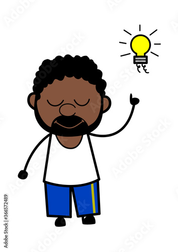 Cartoon African American Man Got an idea