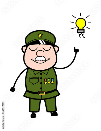Cartoon Military Man Got an idea