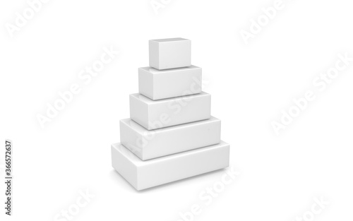 3D Pyramid of boxes on white background