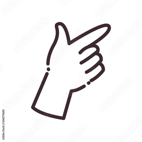 gun gesture with hand line style icon vector design