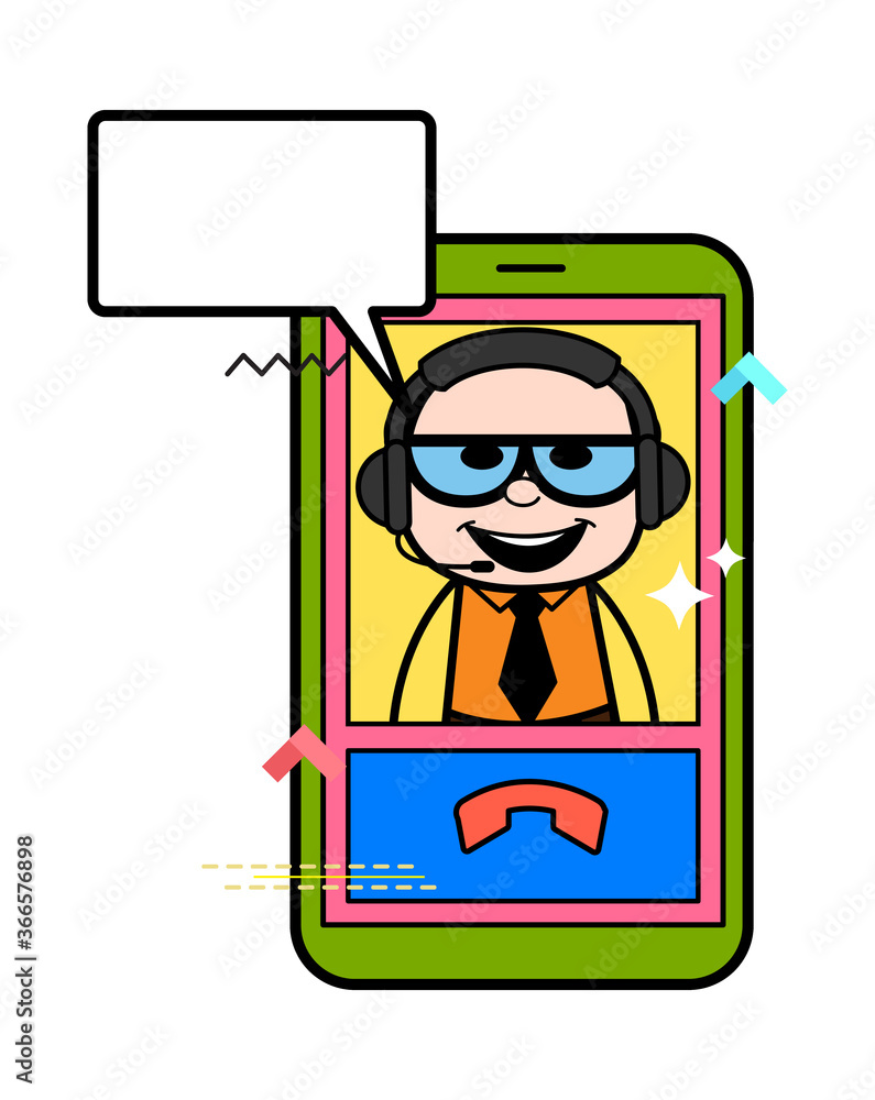 Cartoon Businessman Video Calling on Mobile Cartoon Businessman Video Calling on Mobile