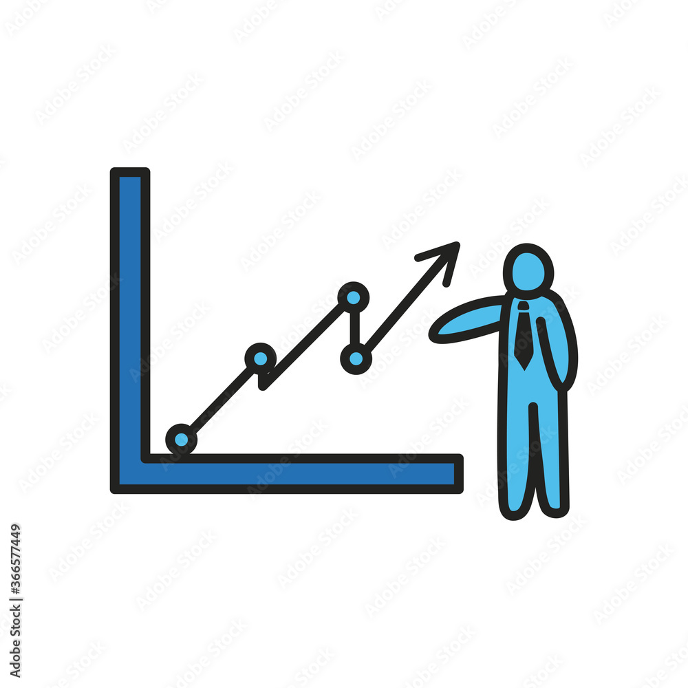 Businessman avatar with increase arrow line and fill style icon vector design Businessman avatar with increase arrow line and fill style icon vector design