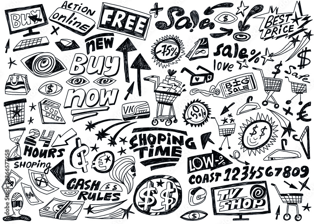 Fototapeta premium Shopping - doodles set vector